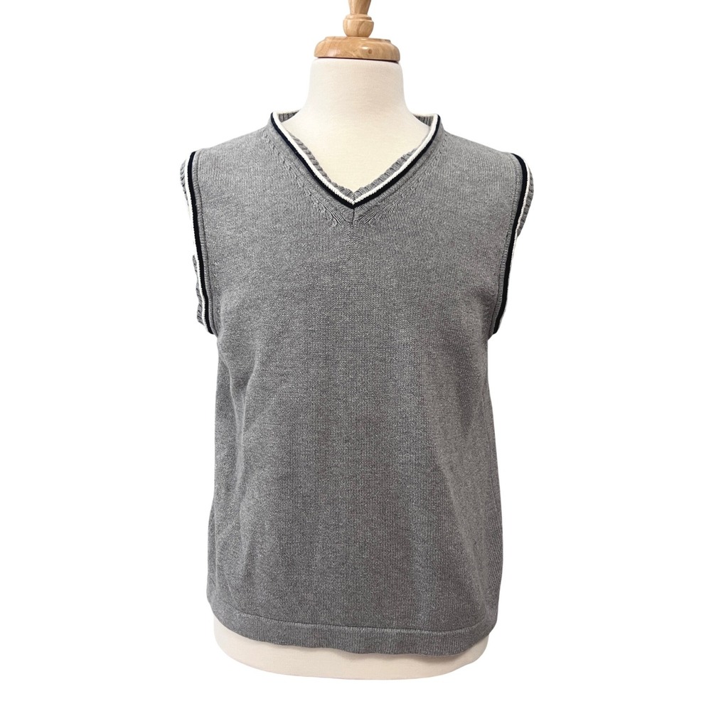 GAP Sweater Vest Mens M Gray V-Neck Cotton Preppy‎ Golf Casual Tennis